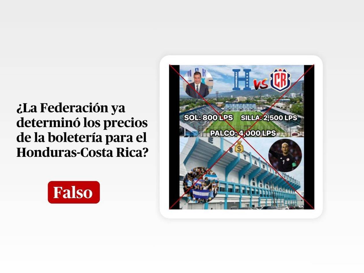 Son falsos estos precios de la boletería del partido de Honduras ante Costa Rica
