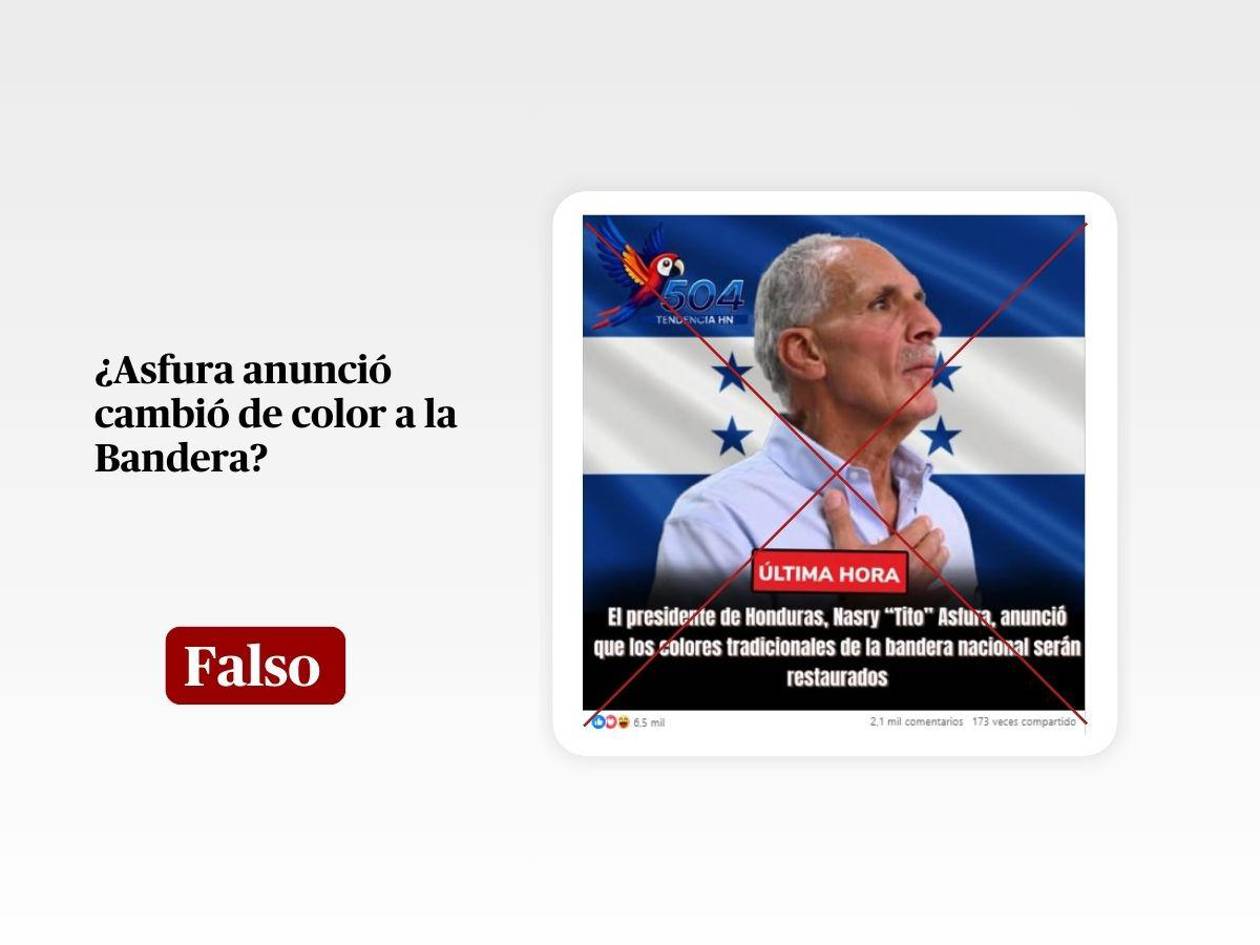 Es falso que Nasry Asfura haya anunciado cambio en los colores de la Bandera Nacional