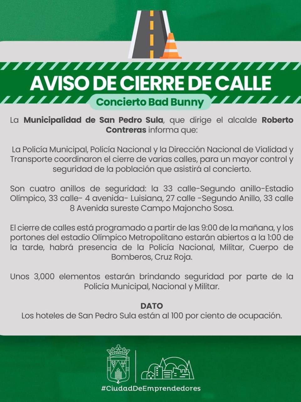 Calles cerradas, largas filas y hoteles llenos previo al concierto de Bad Bunny en San Pedro Sula