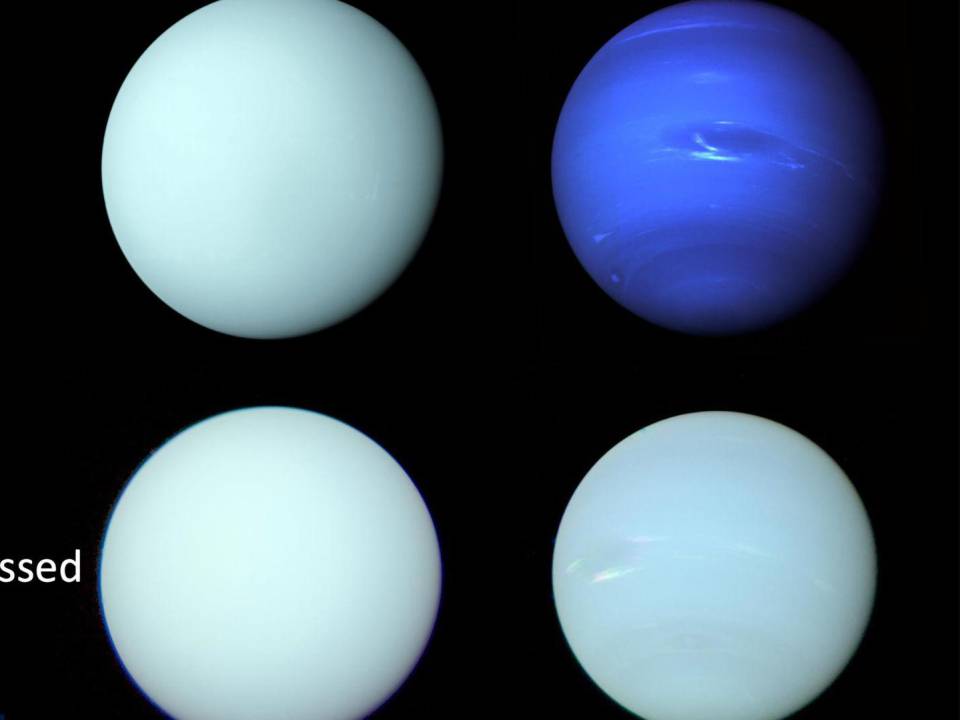 Un nuevo estudio reprocesó imágenes de Urano y Neptuno tomadas por Voyager 2 para acercarse más a colores reales.