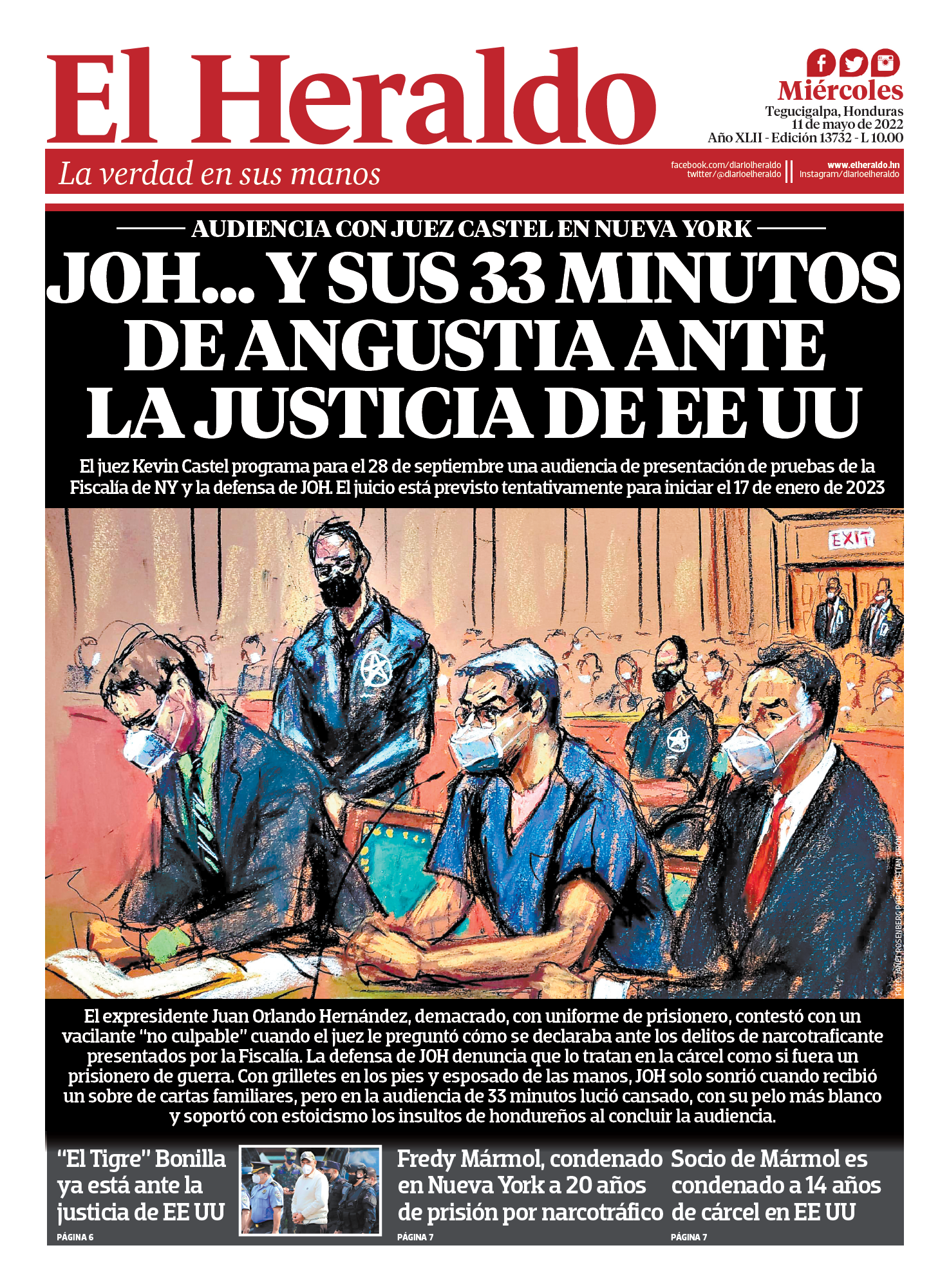 JOH... y sus 33 minutos de angustia ante la justicia de Estados Unidos