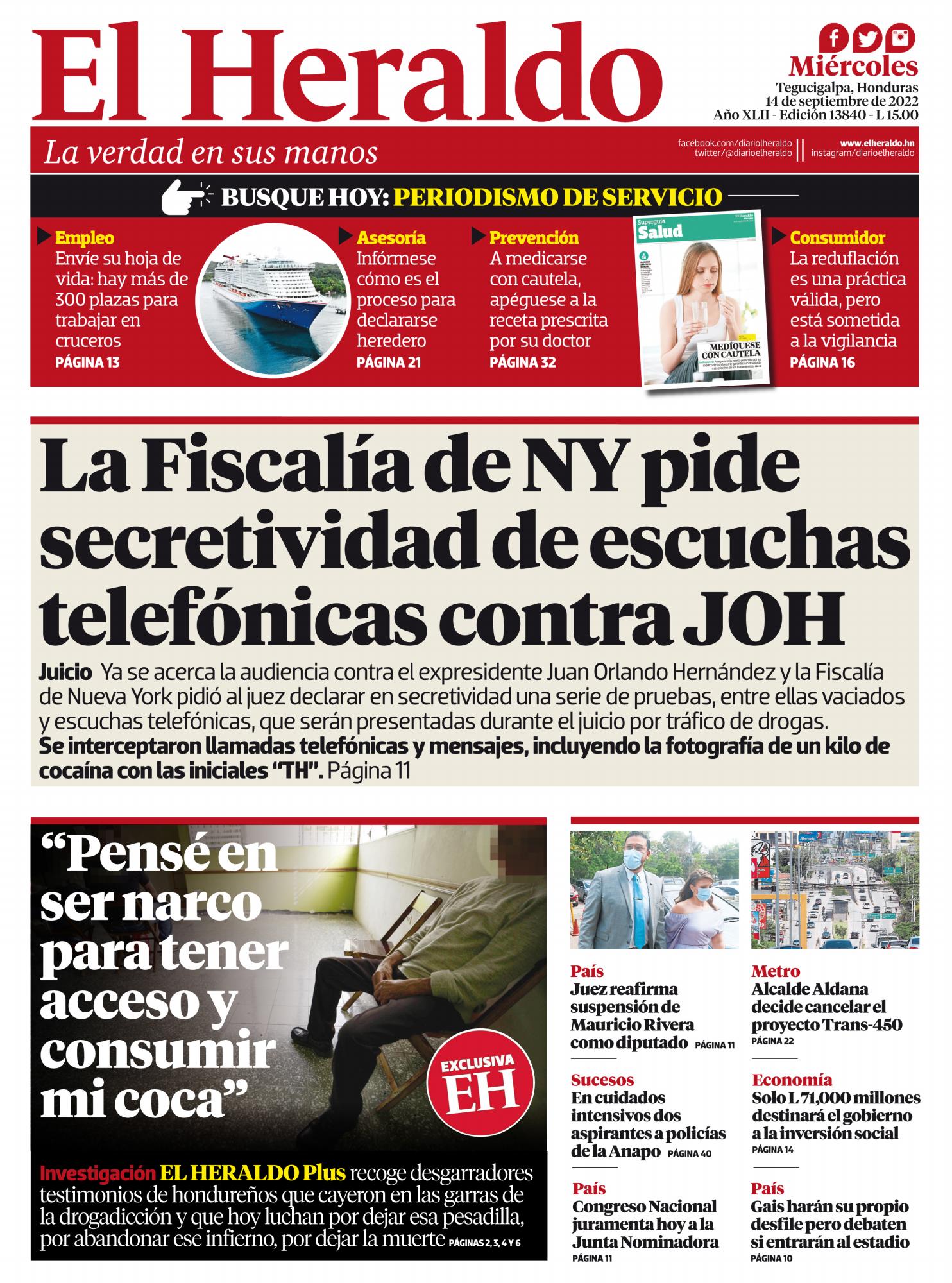 La Fiscalía de NY pide secretividad de escuchas telefónicas contra JOH