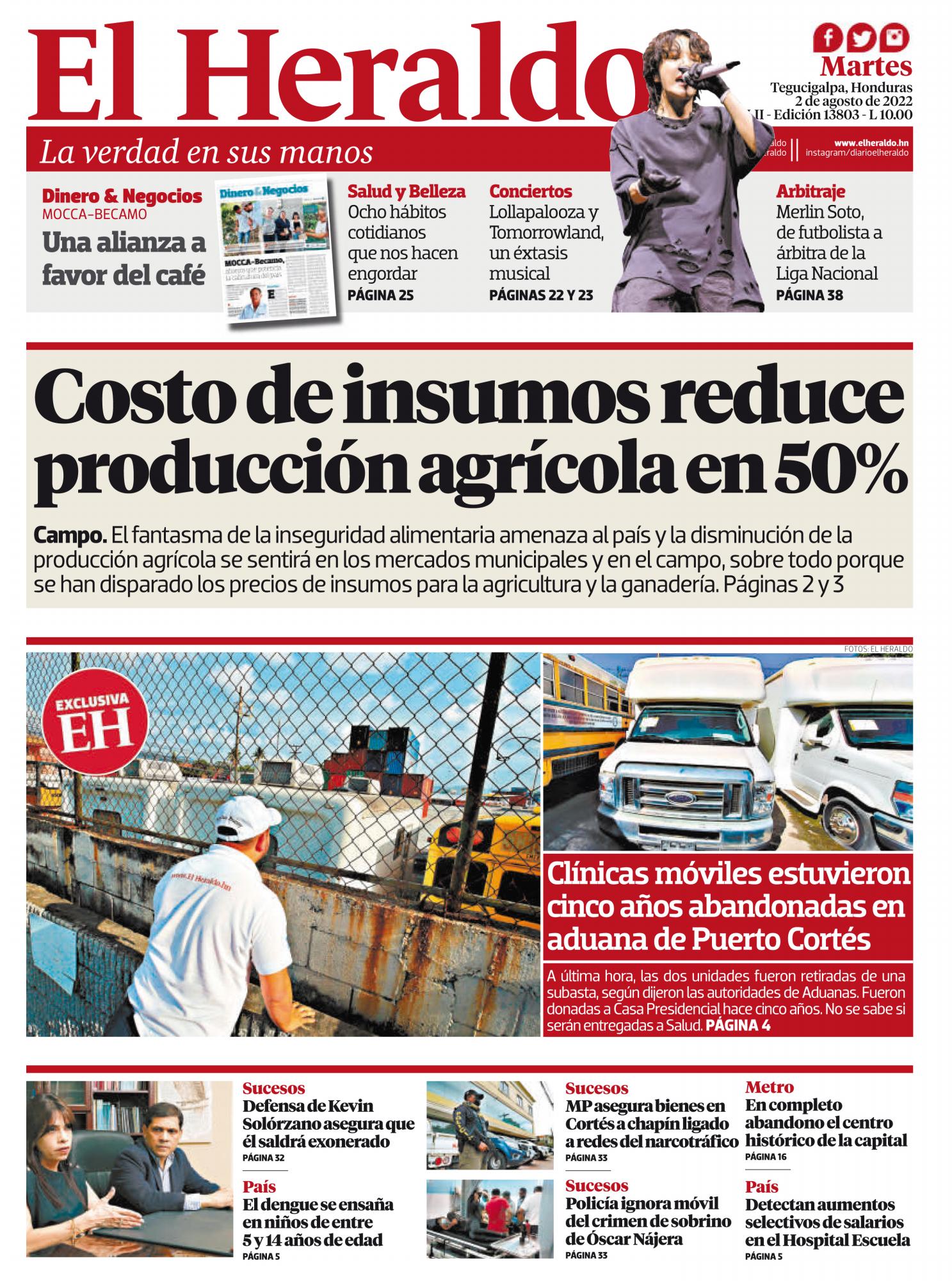 Costo de insumos reduce producción agrícola en 50%