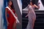 Miss Jamaica y Miss Paraguay casi caen durante su pasarela.