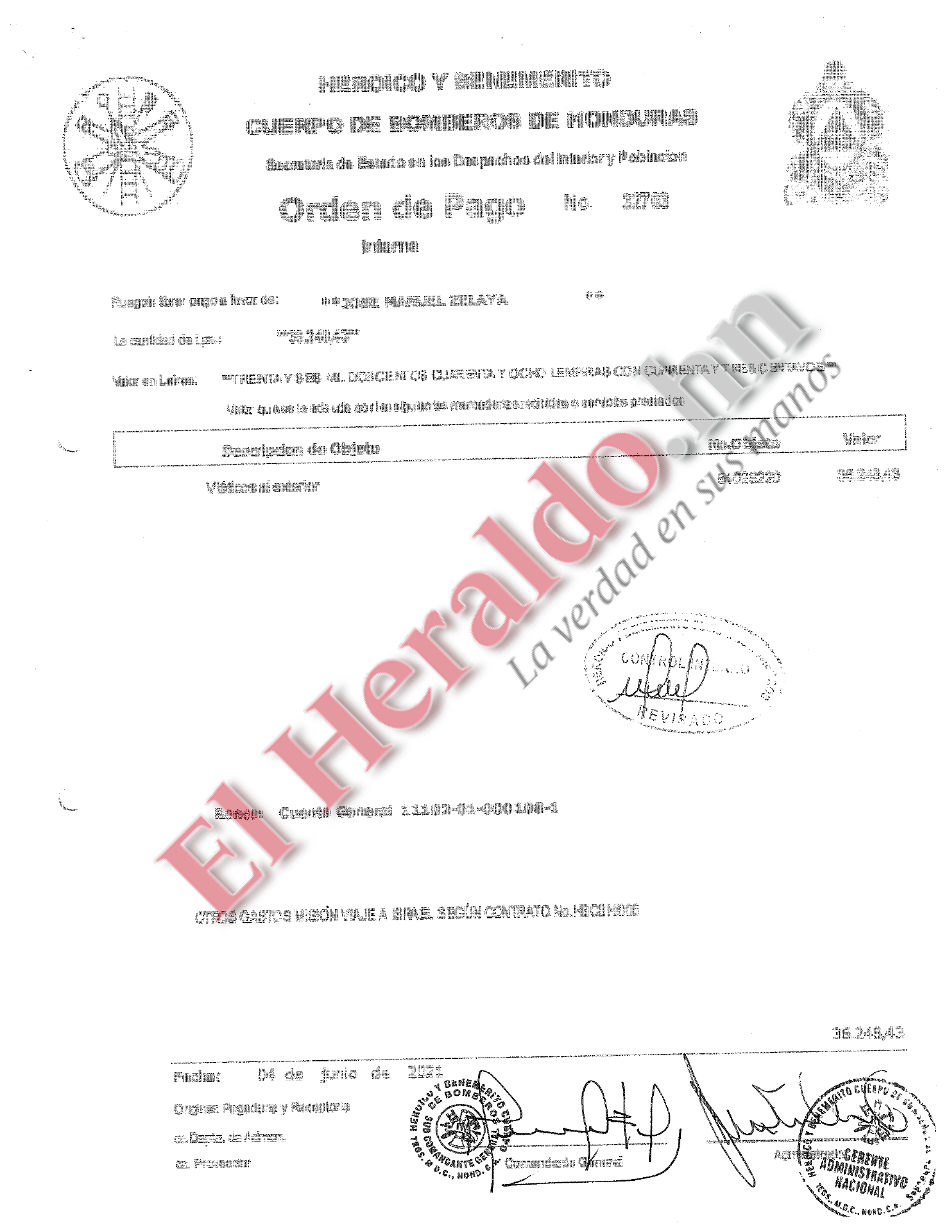 El pago de viáticos a Bomberos