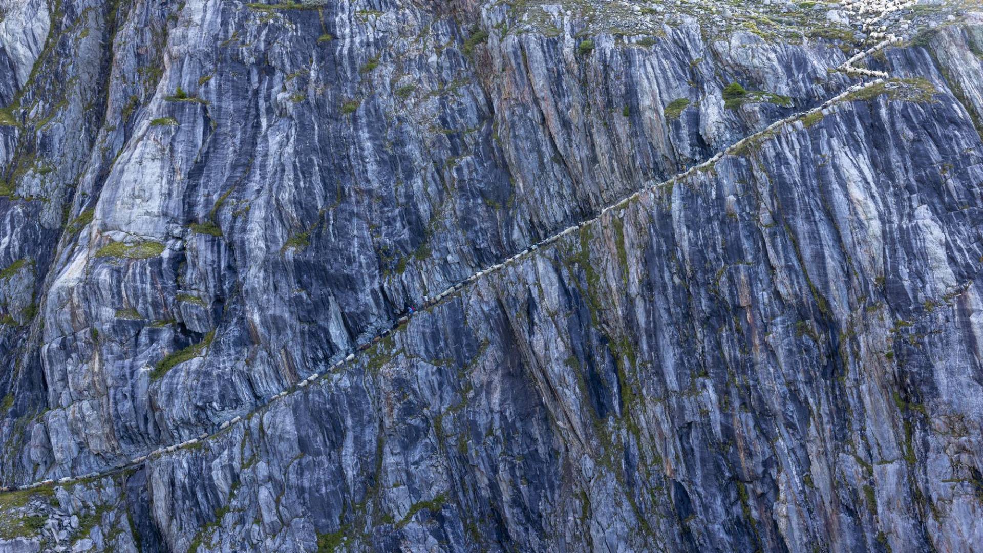 $!Un glaciar antes llenaba un cañón cerca de Belalp, Suiza. Después de que se derritió, tallaron este camino en la pared.