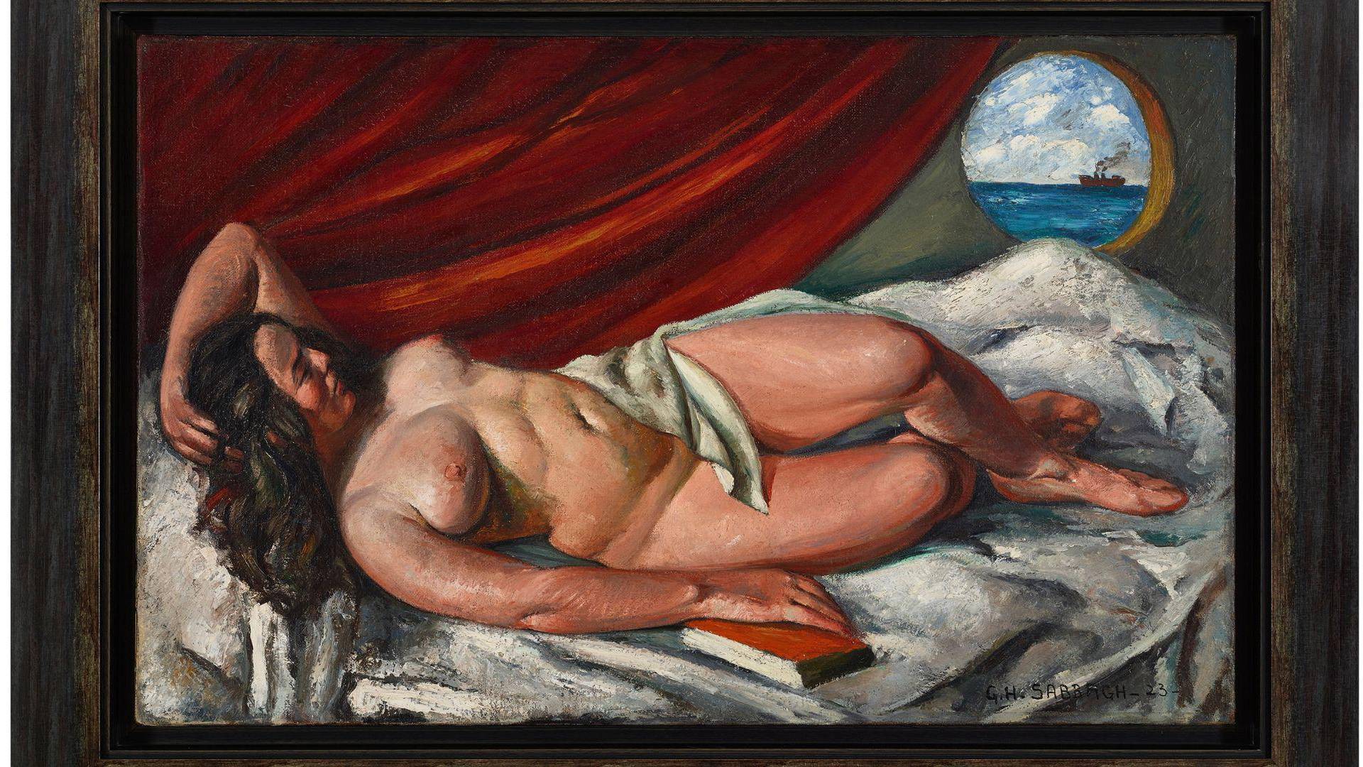 $!“Desnudo tendido frente a una portilla”, de Georges Hanna Sabbagh, 1923, parte de una exposición reciente en NY.