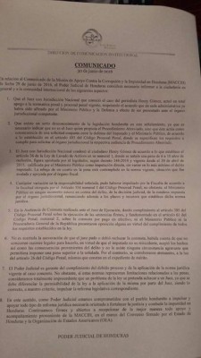 Poder Judicial: Maccih desconoce la ley sobre el caso Henry Gómez