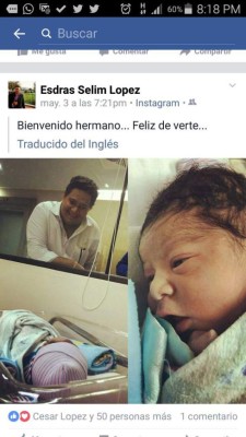 Esdras Amado López nuevamente es papá