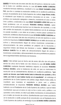 Teodoro Bonilla pidió a jueza mantener sobreseimientos de parientes