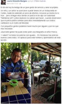Policía en Cortés realizó un extraordinario acto de solidaridad y este hecho se viraliza
