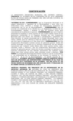 Ajuste Tasa Vial Plan de Arbitrios Alcaldía Municipal de Tegucigalpa