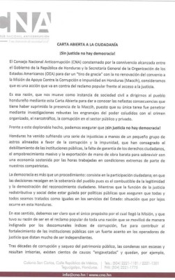 CNA tras salida de la Maccih: Los atropellos están por encima de los intereses nacionales