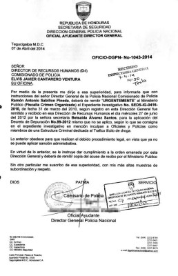 Honduras: Ministros y directores se tiraron expediente de policías narcos