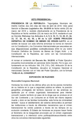 Corte Suprema de Justicia tiene 90 días para emitir opinión sobre reformas a Ley de Privación de Dominio