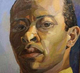 “Autorretrato en verdes”. En esta obra, el maestro captó sus rasgos de personalidad esenciales: prestancia, disciplina y firmeza. Es un estudio visual a partir de su yo interior.