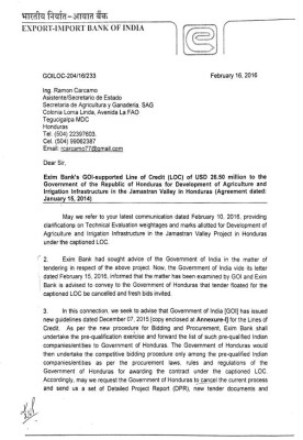 Gobierno de la India sugirió nueva licitación para sistema de riego en Jamastrán