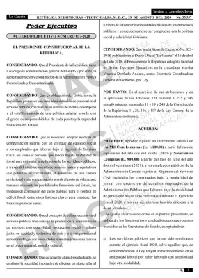 Gobierno aprueba aumento de salarios a funcionarios públicos