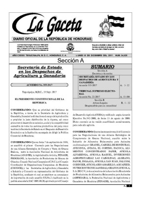 Declaratoria oficial de las elecciones generales 2017 en La Gaceta