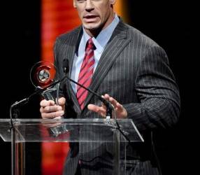 LAS VEGAS, NV - MARCH 30: Professional wrestler and actor John Cena accepts the Action Star of the Year Award during the CinemaCon Big Screen Achievement Awards brought to you by the Coca-Cola Company at The Colosseum at Caesars Palace during CinemaCon, the official convention of the National Association of Theatre Owners, on March 30, 2017 in Las Vegas, Nevada. (Photo by Ethan Miller/Getty Images for CinemaCon)