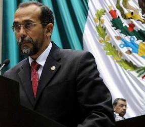 El asesinado diputado mexicano Gabriel Gómez Michel en el Congreso.