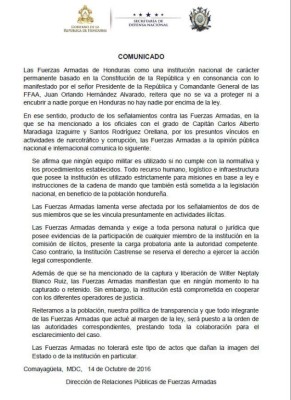 FF AA: No se protegerá a ningún militar en actividades ilícitas