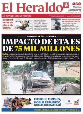 Impacto de Eta es de 75 mil millones