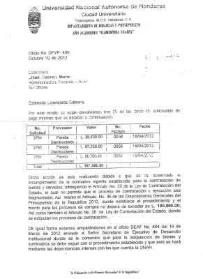 Rectoría de UNAH pide justificar compras