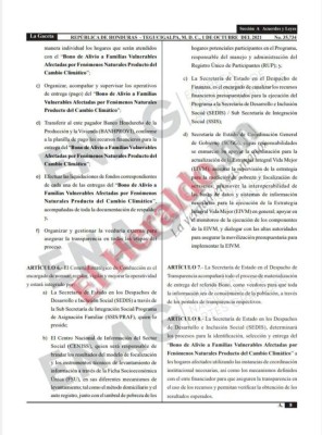 L 1,600 millones darán por 'bono climático' en Honduras