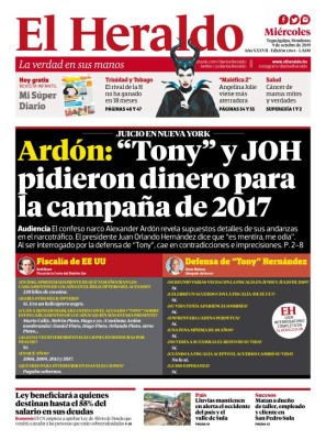 Ardón: Tony y JOH pidieron dinero para campaña del 2017