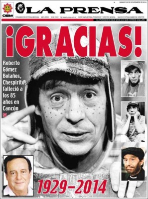 Muerte de Chespirito acaparó portadas de diarios