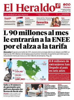90 millones de lempiras al mes le entrarán a la ENEE por el alza a la tarifa