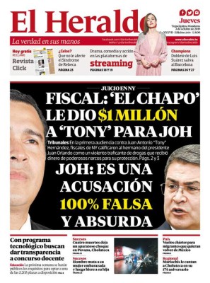 Fiscal: 'El Chapo' le dio un millón de dólares a Tony para JOH