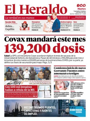 Covax mandará este mes 139,200 dosis