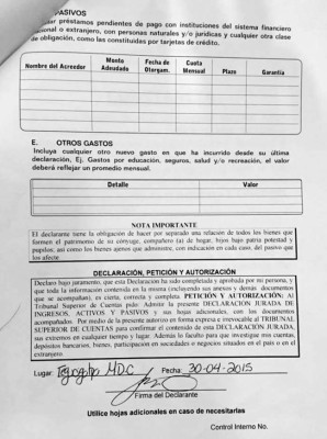 Declaración en blanco presentó Luis Redondo