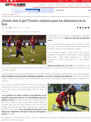 'La Sele necesita rivales débiles': Así opina la prensa de Costa Rica previo al partido ante Honduras