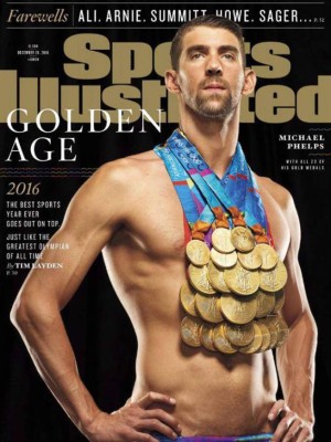Las alucinantes fotos de Michael Phelps con todas sus medallas para Sports Illustrated