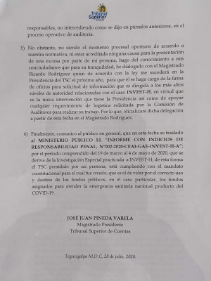 Ministerio Público recibe informe que señala responsabilidad penal contra Invest-H