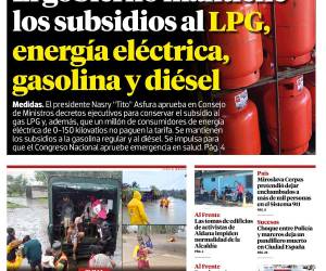 El gobierno mantiene los subsidios al LPG, energía eléctrica, gasolina y diésel