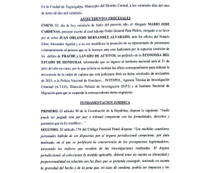 Documento íntegro de la suspensión de la orden de captura contra JOH en Honduras