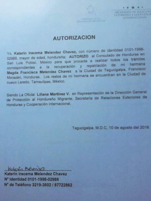 Restos mortales de migrante hondureña serán trasladados a la capital de Honduras