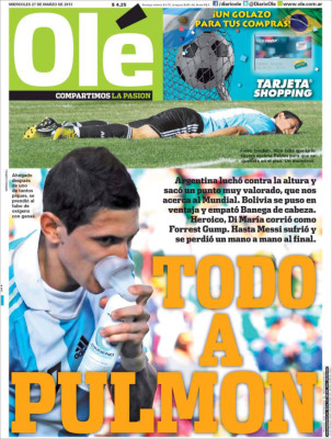 Selección de Argentina sufre por la altura