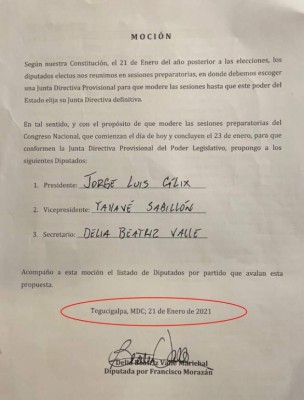 Error en fecha de moción presentada por Beatriz Valle 'no tiene incidencia'