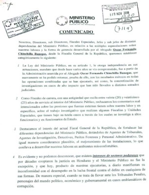 Funcionarios del MP respaldan el trabajo hecho por el fiscal general
