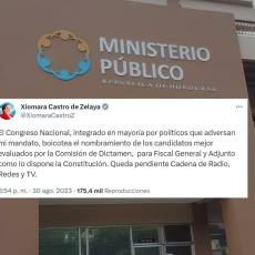 Ante la falta de consensos entre los congresistas, Xiomara Castro acusó a los diputados opositores de obstaculizar la elección del fiscal general y fiscal adjunto.