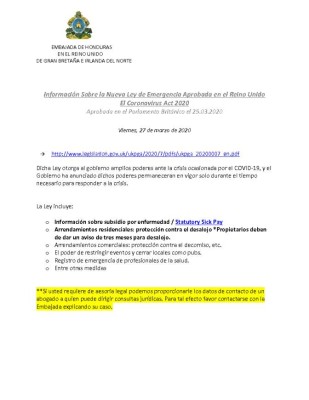 Información general sobre el coronavirus 2020 en el Reino Unido