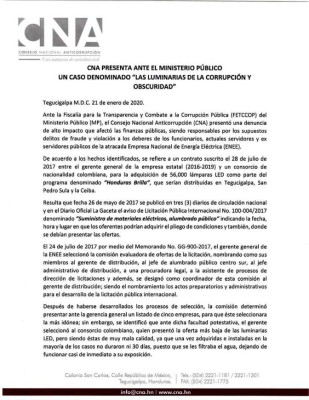 Perjuicio en contratos de la ENEE detectados por el CNA superan los L 97 millones