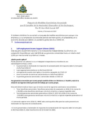 Paquete de medidas económicas anunciadas para apoyar empresas, empleados y autónomos