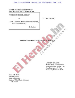 Fiscalía de EEUU pide cadena perpetua contra Tony Hernández