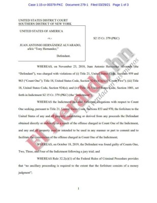 EE UU busca decomisar más de $ 138.5 millones a Tony Hernández